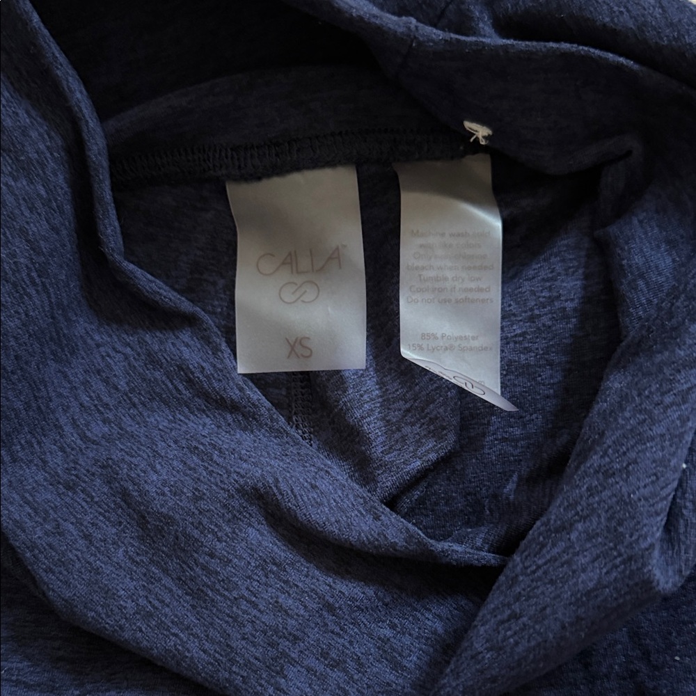 CALA Heathered Blue Mini Split Flare Leggings - Picture 2 of 3